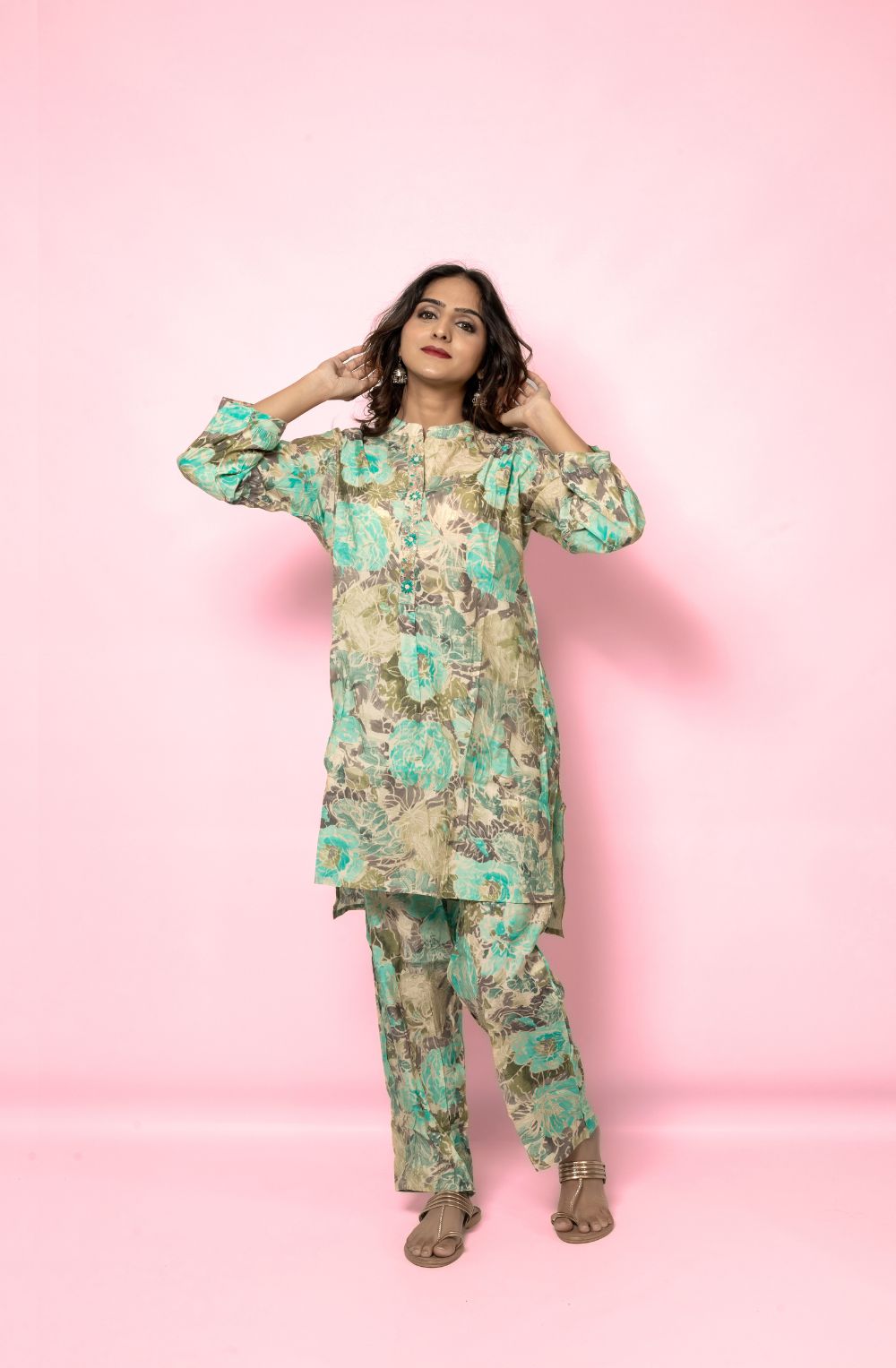 NECK EMBROIDERY CO-ORD SET - Posh21