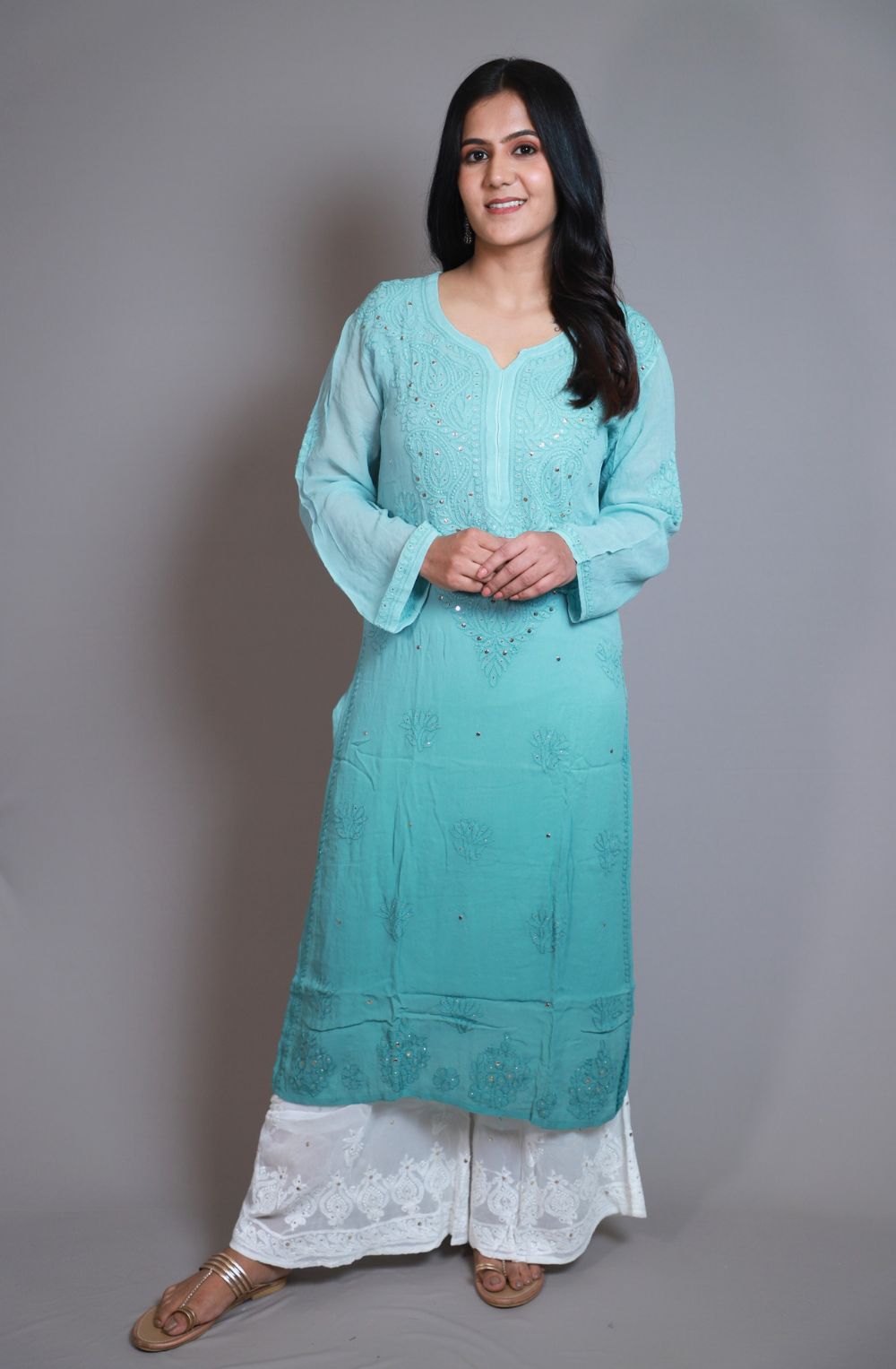 GEORGETTE CHIKANKARI KURTA SET