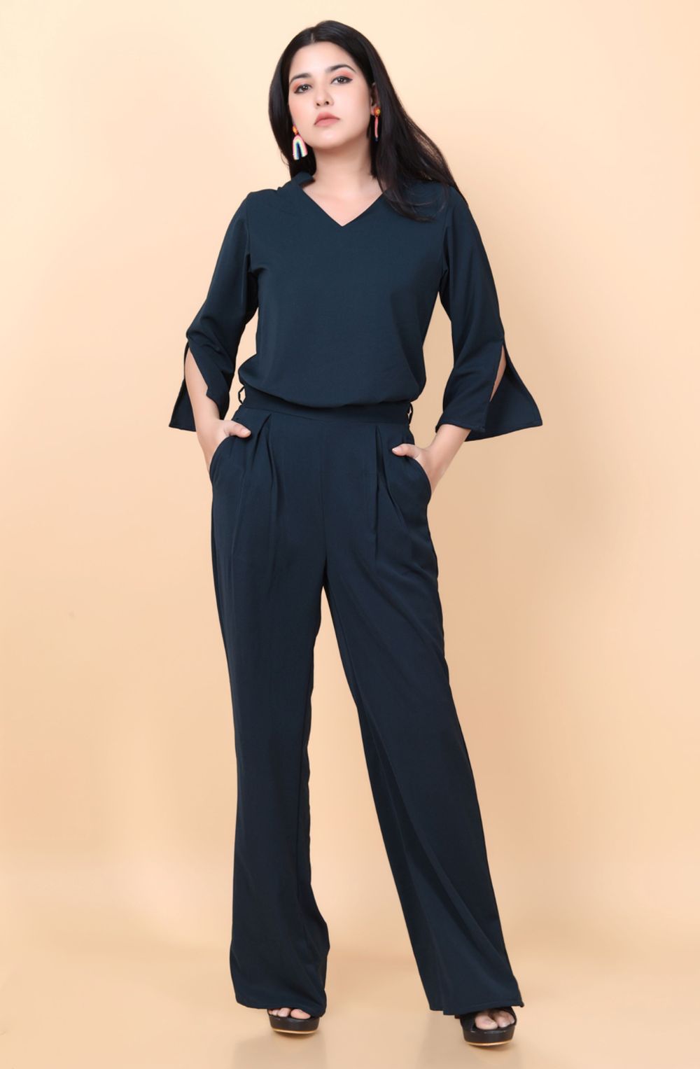 V NECK JUMPSUIT - Posh21