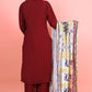 MAROON PRINTED KURTA PANT SET